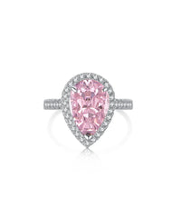 Eleganter Ring mit rosa Stein und funkelnden Zirkonia